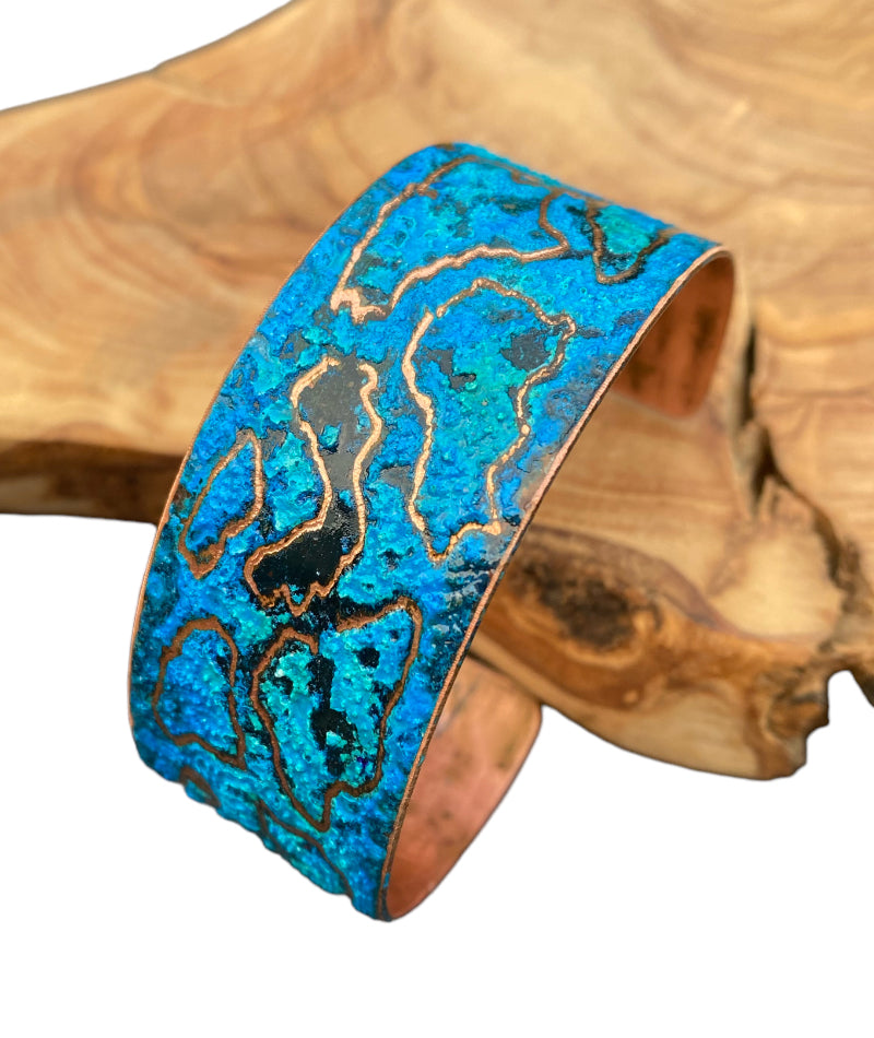 Wide Patina Copper Bracelet