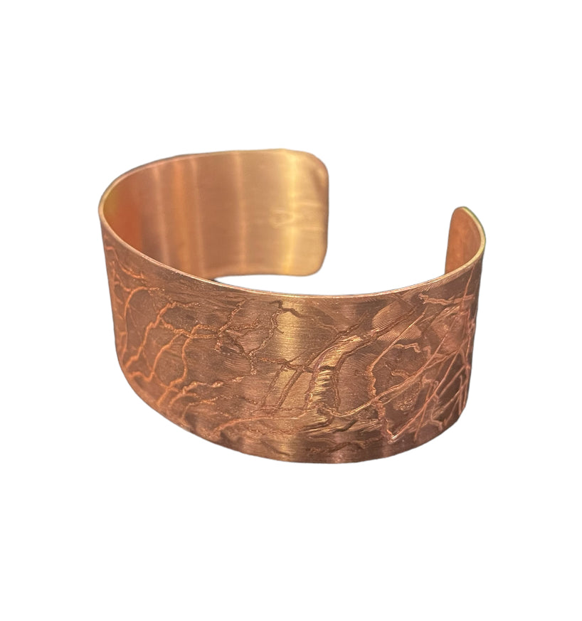 Etched Wide Copper Bracelet