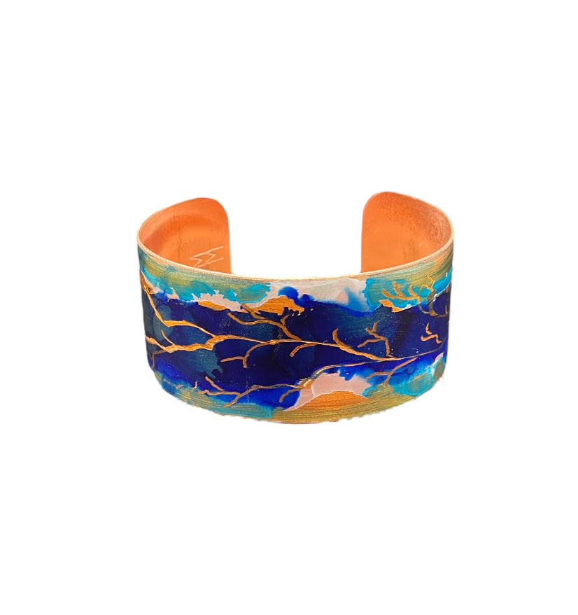 Wide Copper Cuff (Dark Blue)