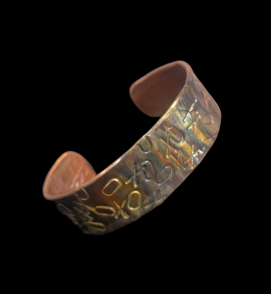 Fire Painted Copper Bracelet X's & O's