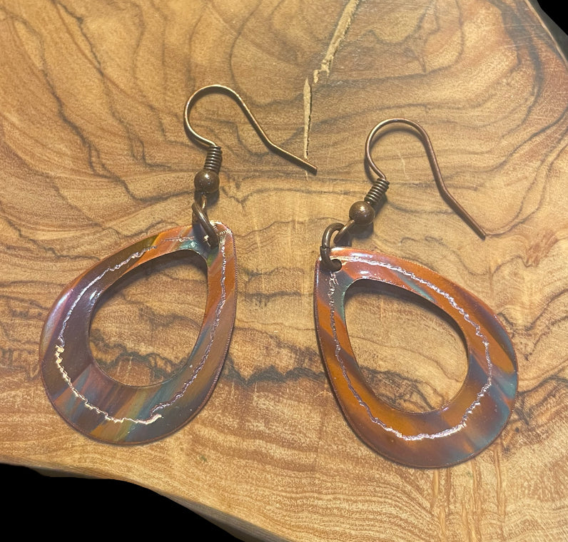 Etched Fire Painted Earrings