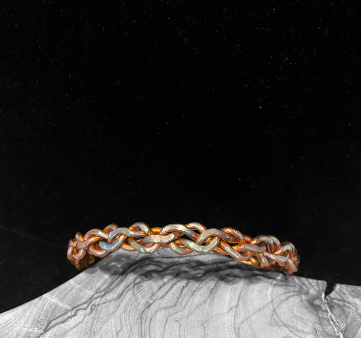Twisted Chain Link Fire Painted Copper Bracelet