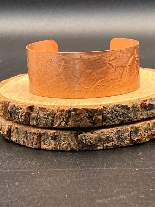 Etched Wide Copper Bracelet