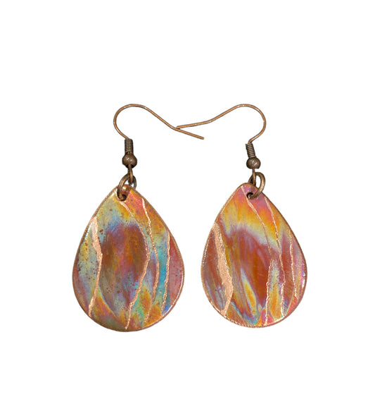 Fire Painted Copper Earrings