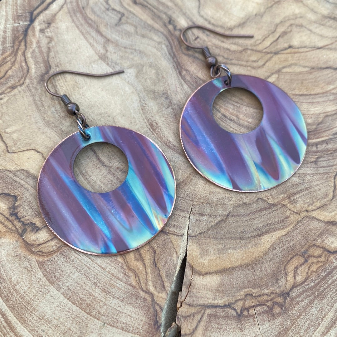 Fire Painted Copper Earrings