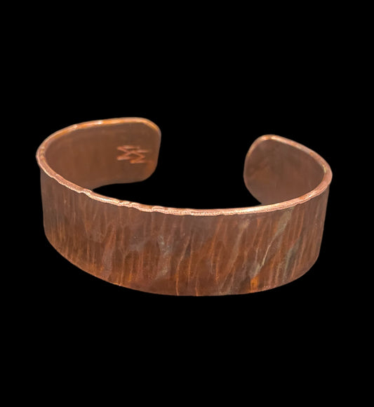 Textured Fire Painted Copper Bracelet