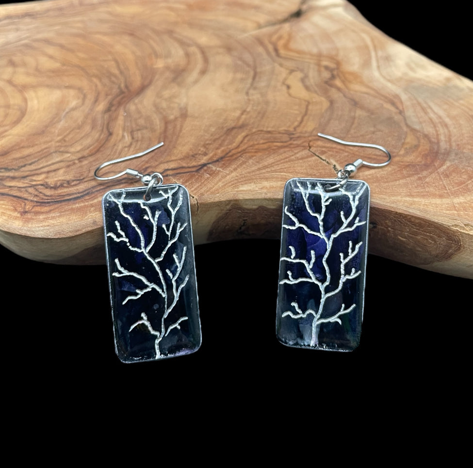 Aluminum Earrings (Dark Purple/Black)