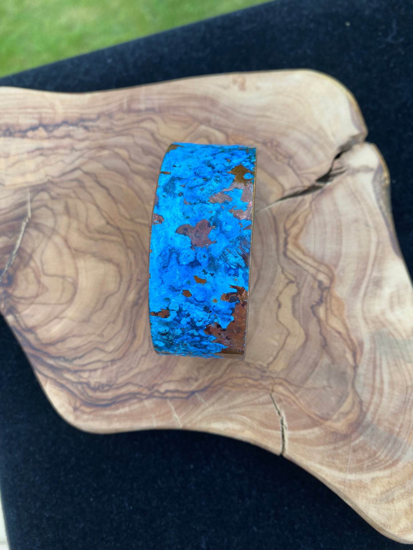 Wide Patina Copper Bracelet