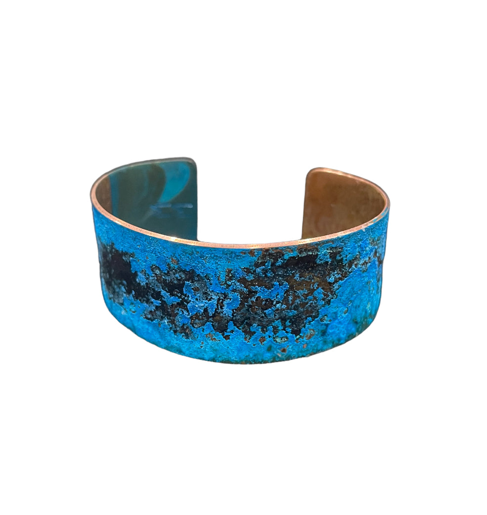 Wide Patina Copper Bracelet