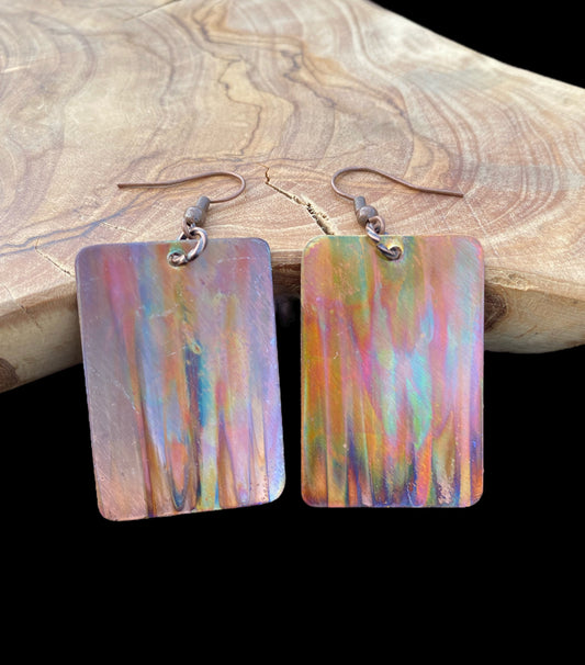 Fire Painted Copper Earrings