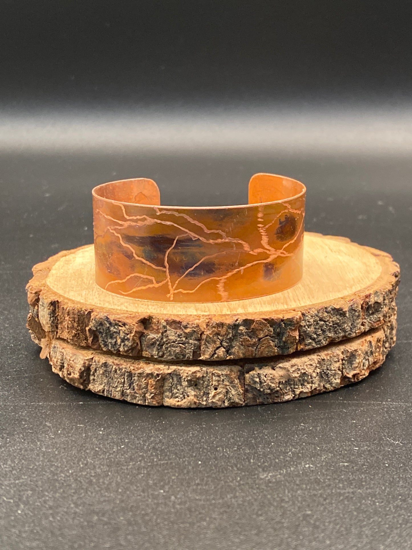 Wide Copper Bracelet “Etched Paths”
