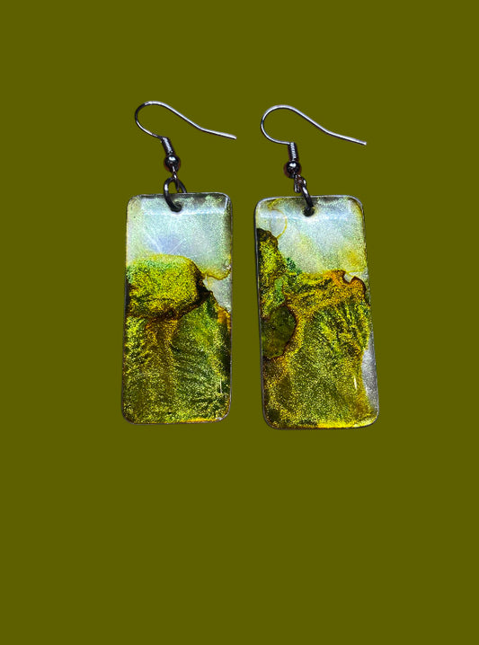 Copper Earrings shades of Green
