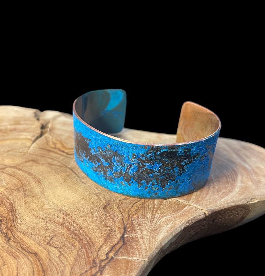 Wide Patina Copper Bracelet