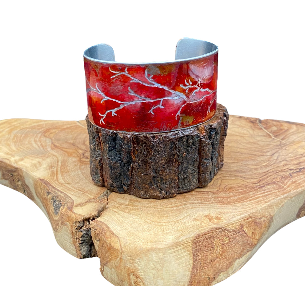 Wide Aluminum Cuff (Orange & Red)