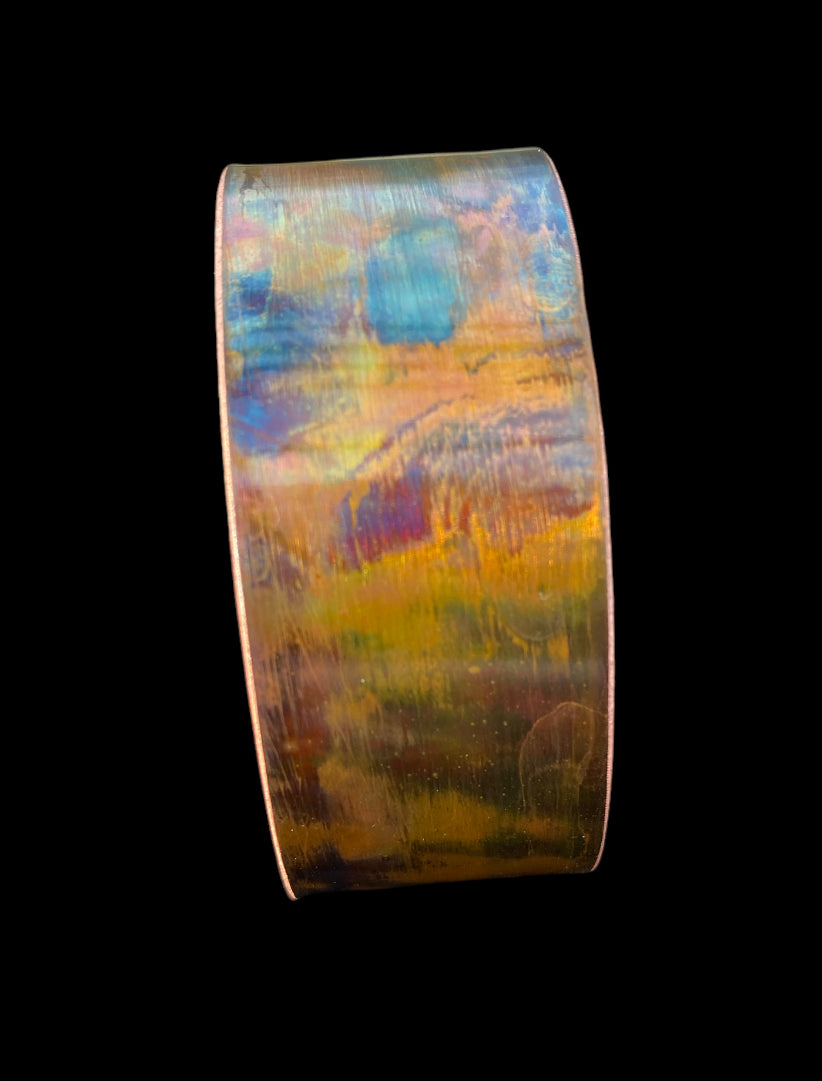 Wide Fire Painted Copper Bracelet