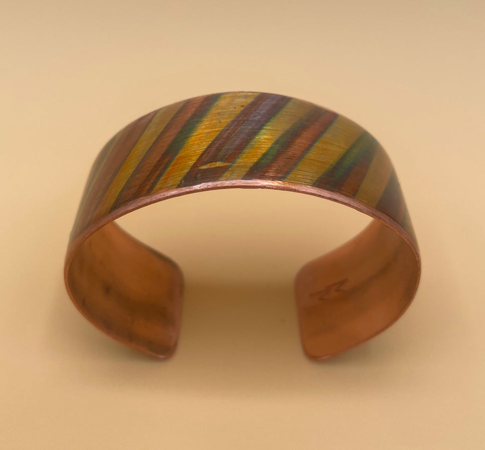 Fire Painted “Striped” Copper Bracelet