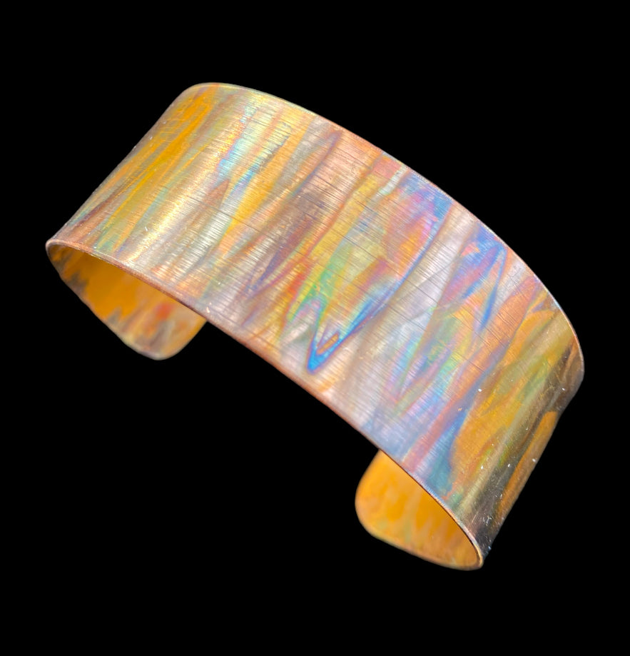 Fire Painted Copper Bracelet Wide