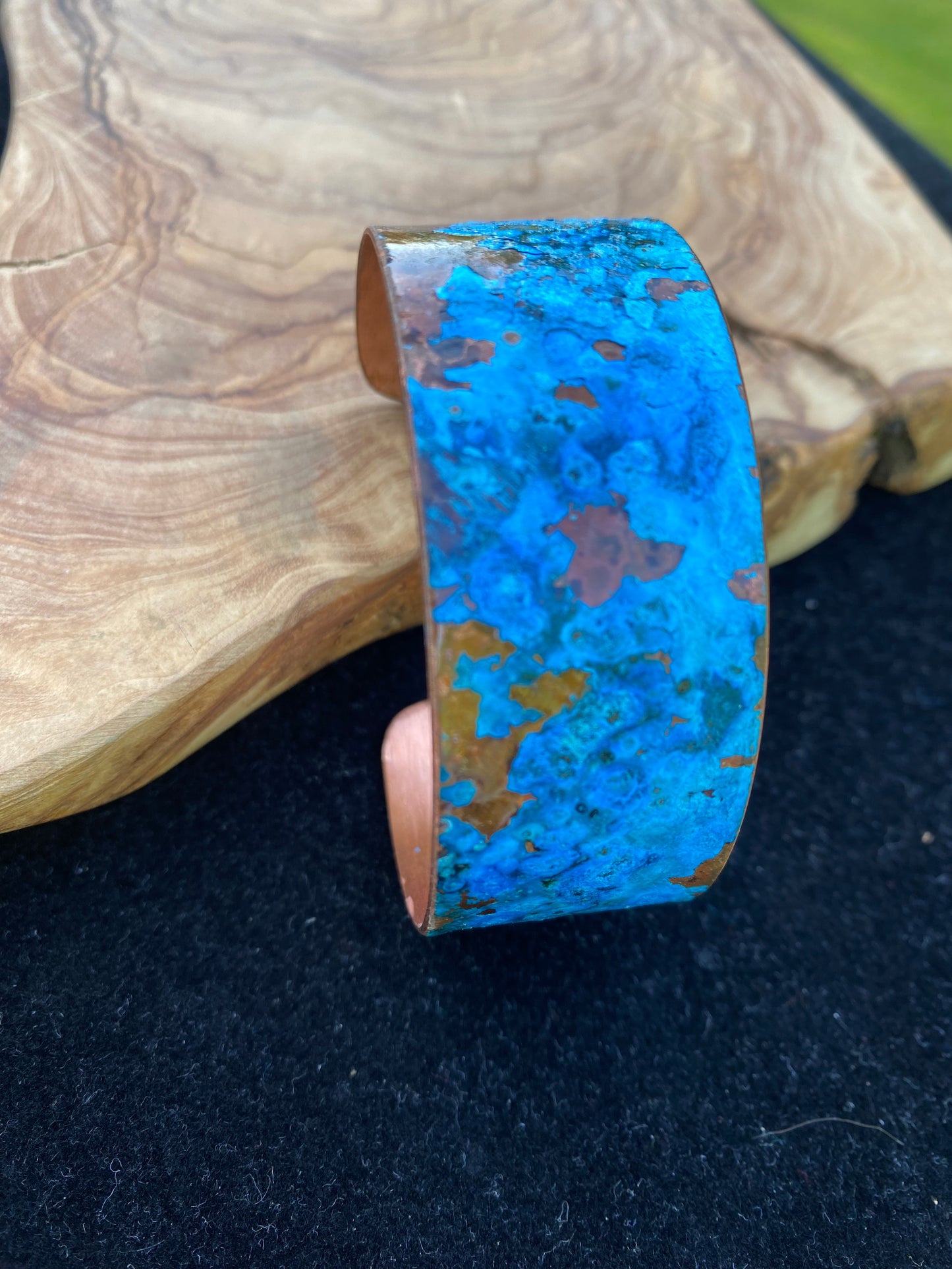 Wide Patina Copper Bracelet