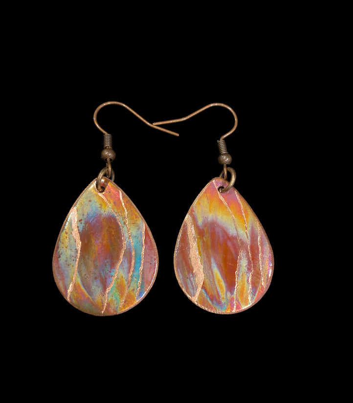 Fire Painted Copper Earrings