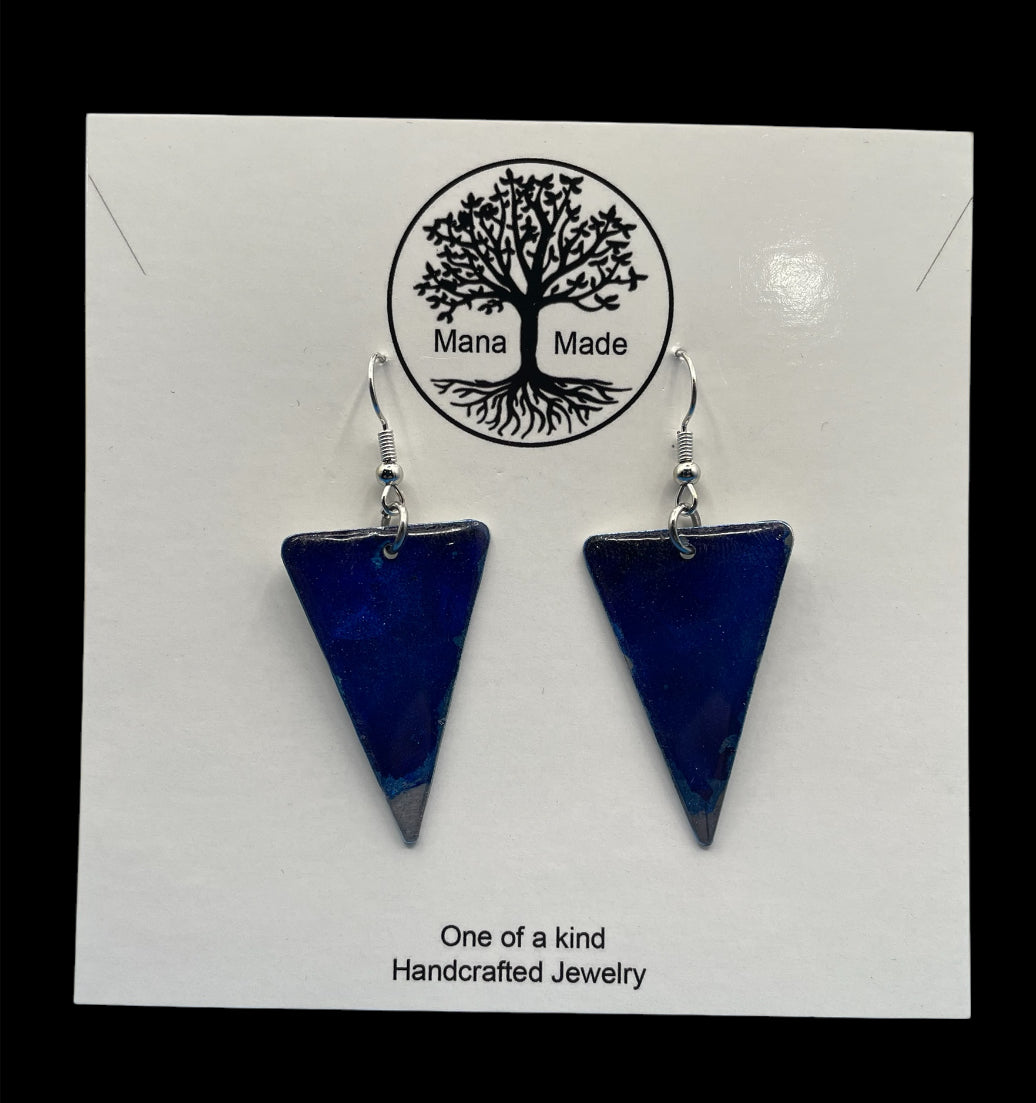 Aluminum Triangle Earrings (Navy)