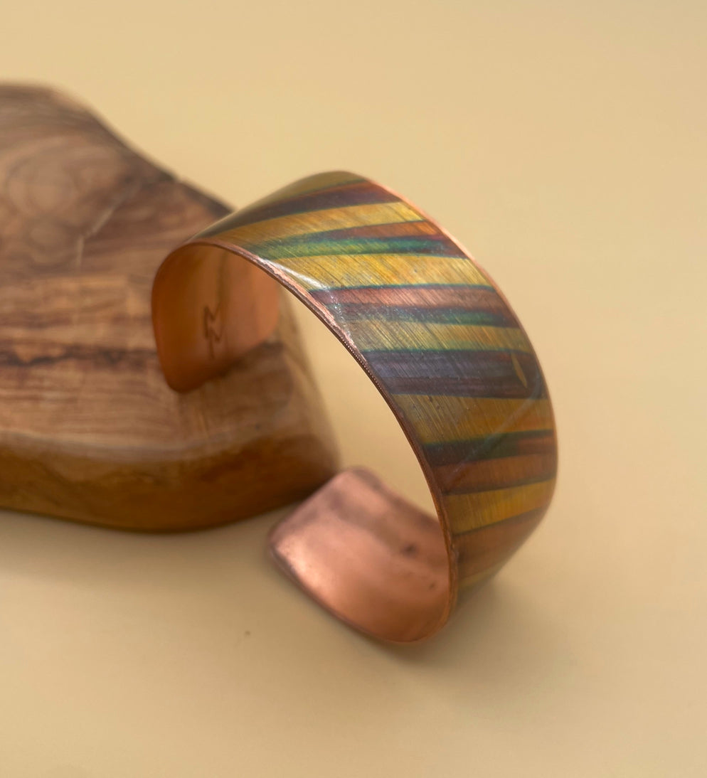 Fire Painted “Striped” Copper Bracelet