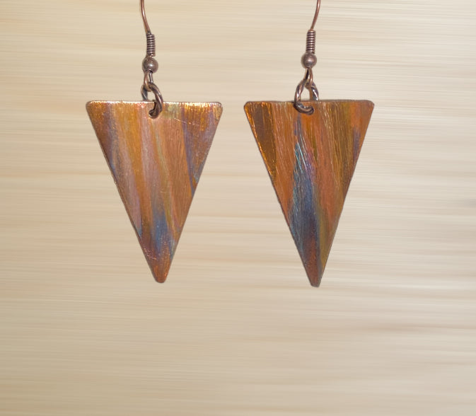 Fire Painted Copper Earrings