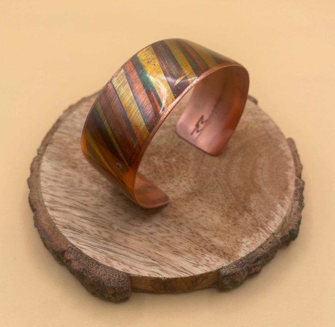 Fire Painted “Striped” Copper Bracelet