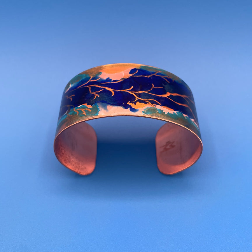 Wide Copper Cuff (Dark Blue)