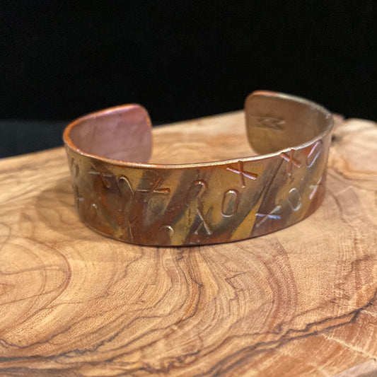 Fire Painted Copper Bracelet X's & O's