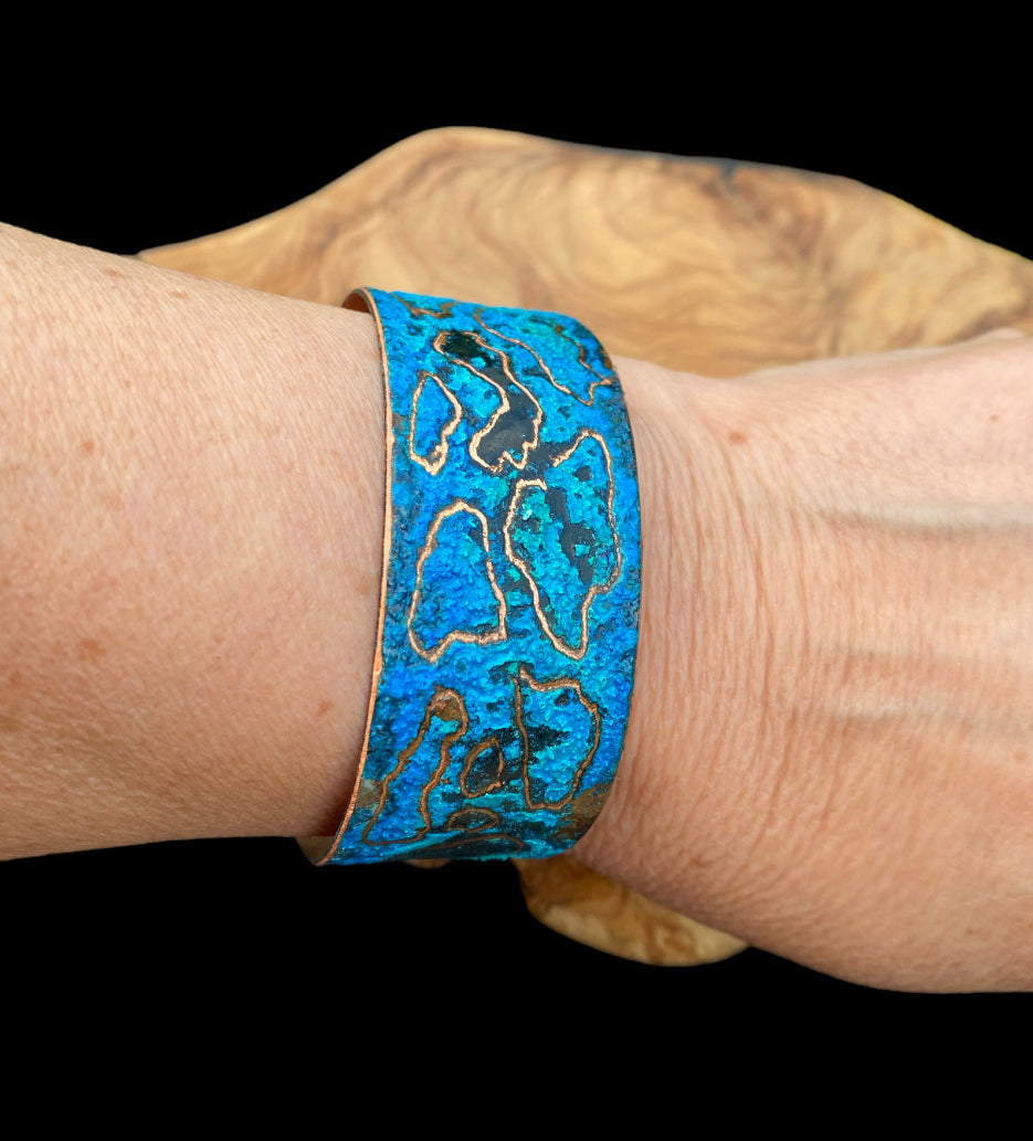 Wide Patina Copper Bracelet