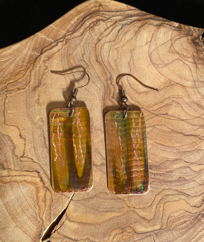 Fire Painted Copper Earrings