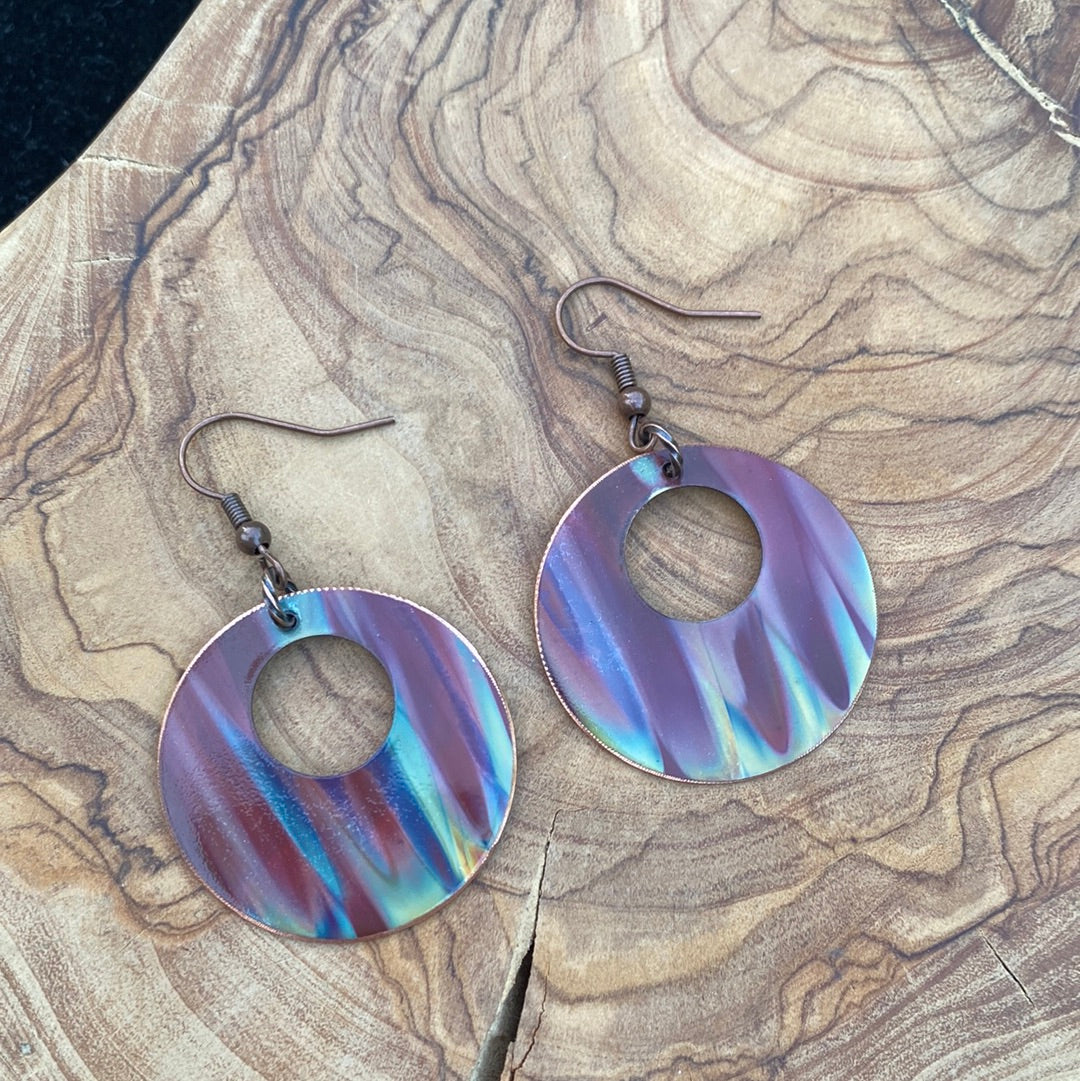 Fire Painted Copper Earrings