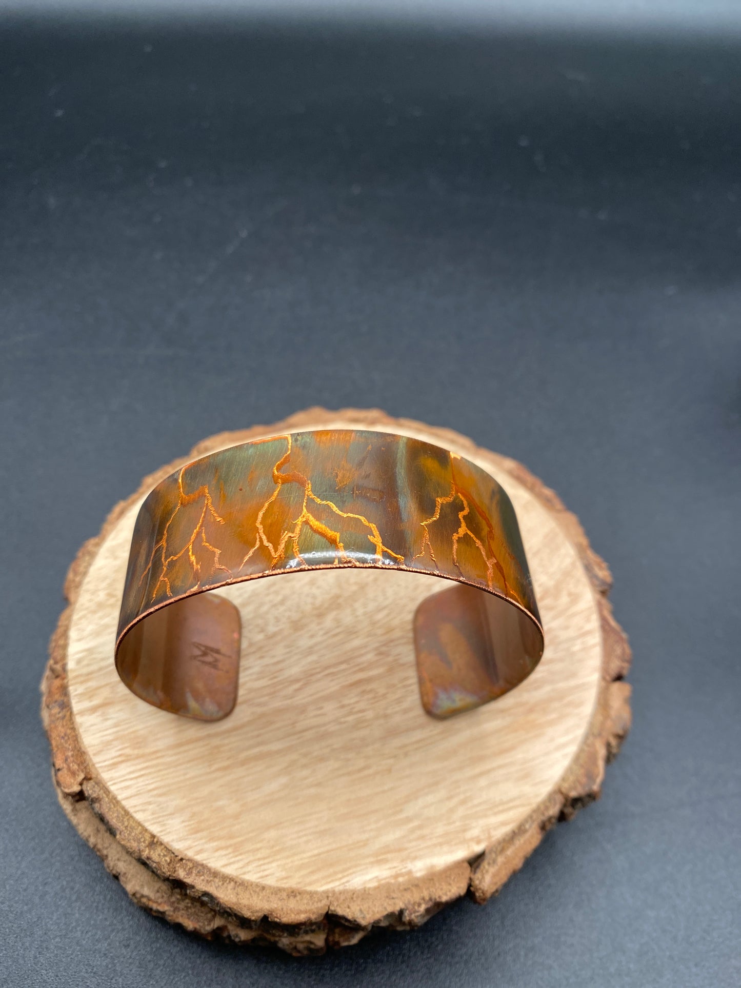 Fire Painted Etched Copper Bracelet