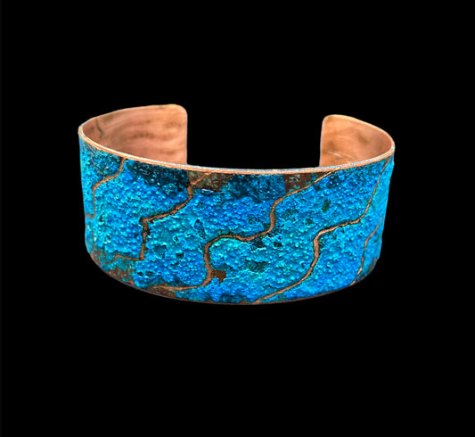 Wide Patina Copper Bracelet