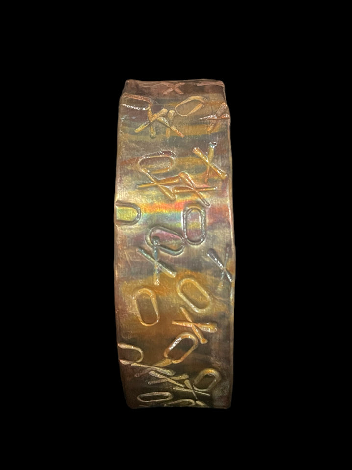 Fire Painted Copper Bracelet X's & O's