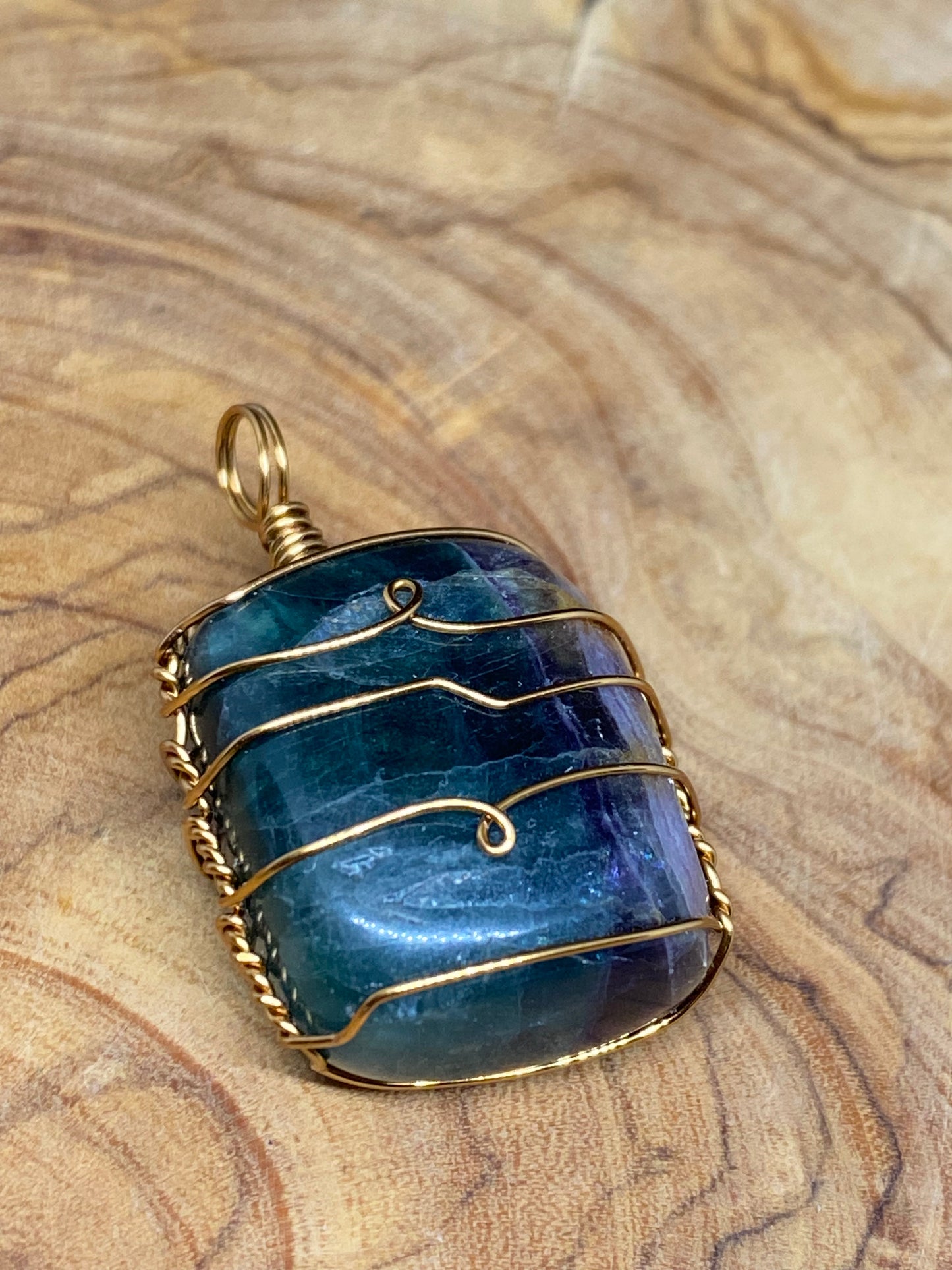 Wire Wrapped Gemstone “Rainbow Fluorite”