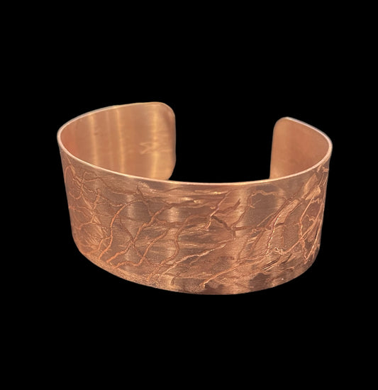 Etched Wide Copper Bracelet