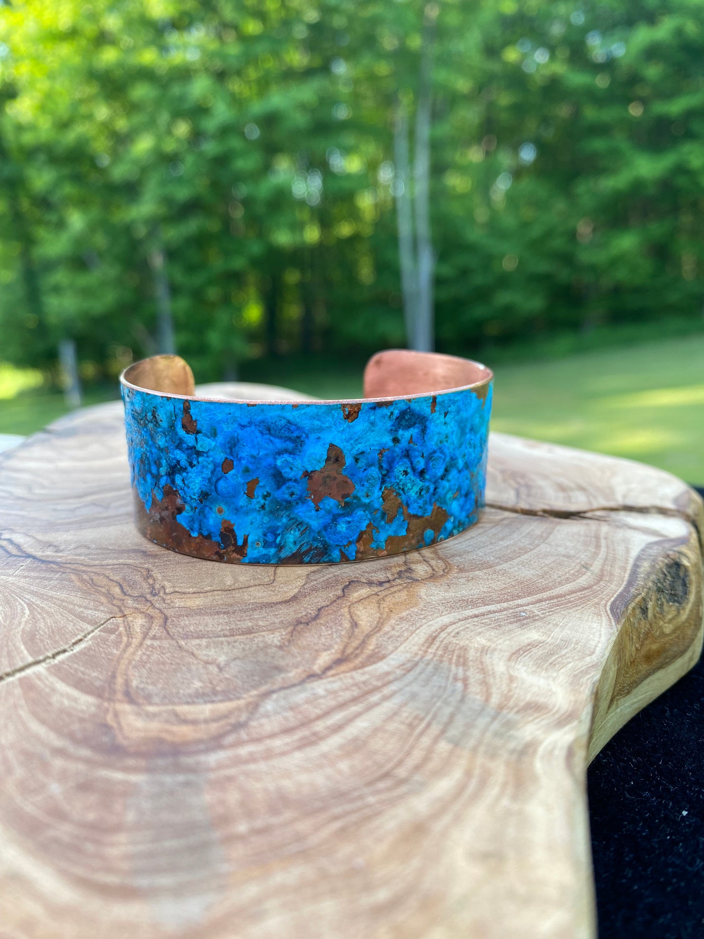 Wide Patina Copper Bracelet