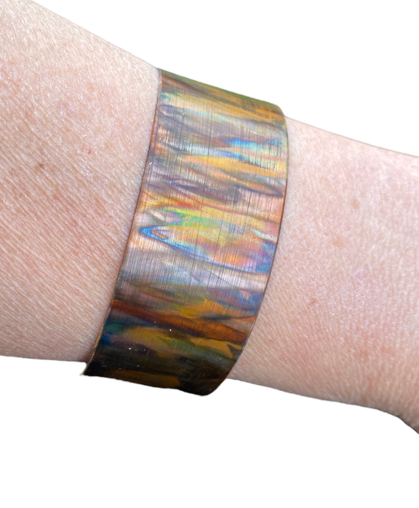 Fire Painted Copper Bracelet Wide