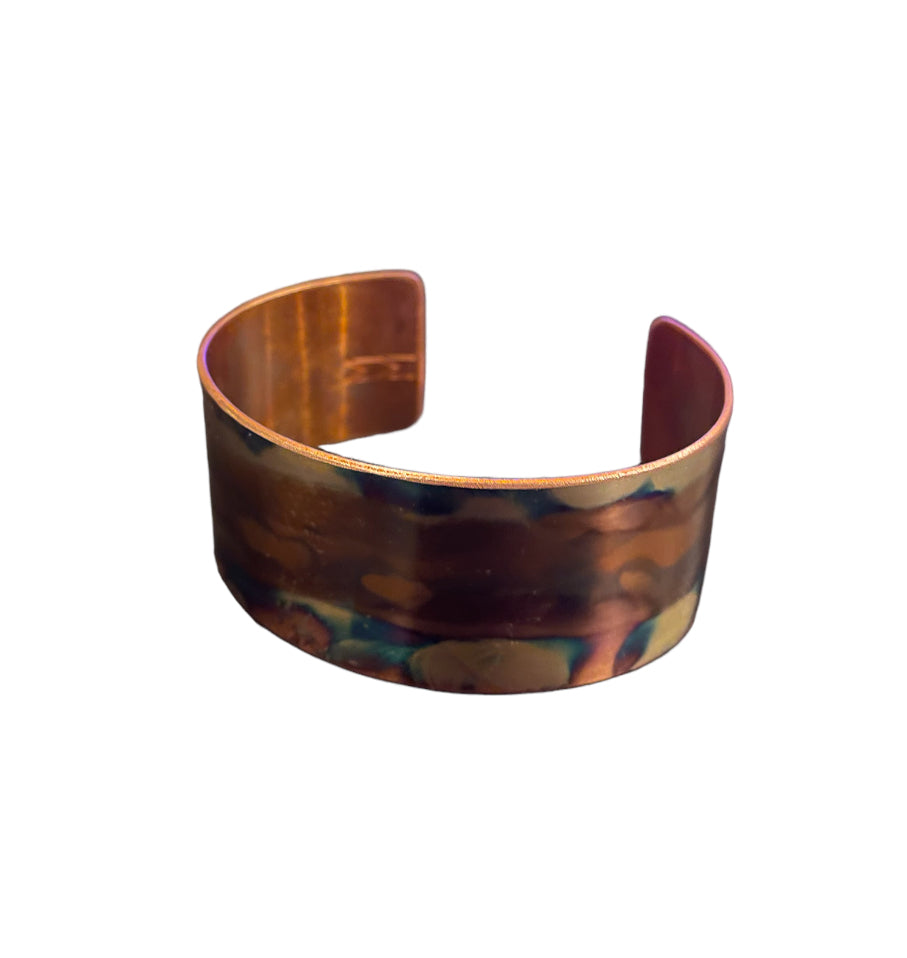 Fire Painted Wide Copper Bracelet