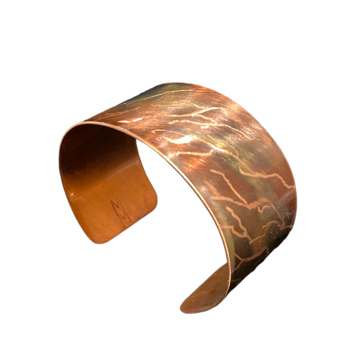 Fire Painted Wide Copper Bracelet