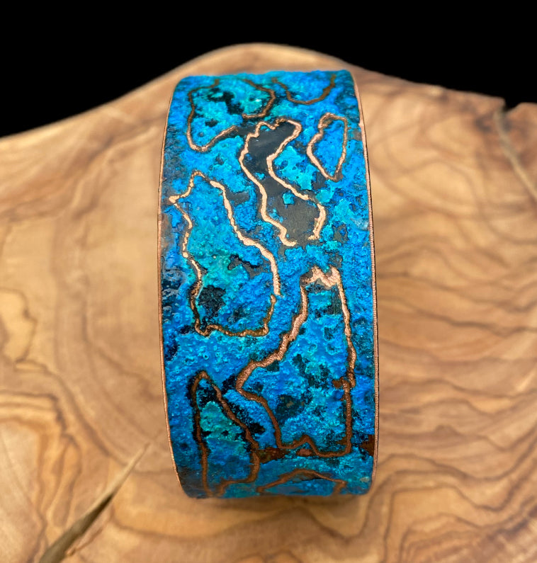 Wide Patina Copper Bracelet