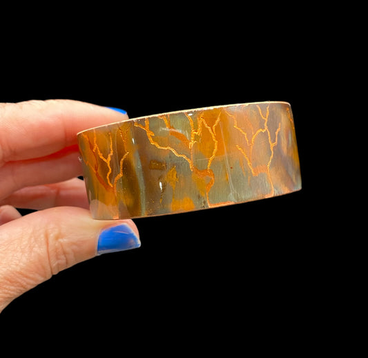 Fire Painted Etched Copper Bracelet