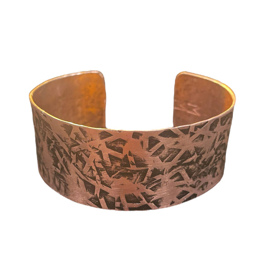 Wide Copper Bracelet “Black Ridged”