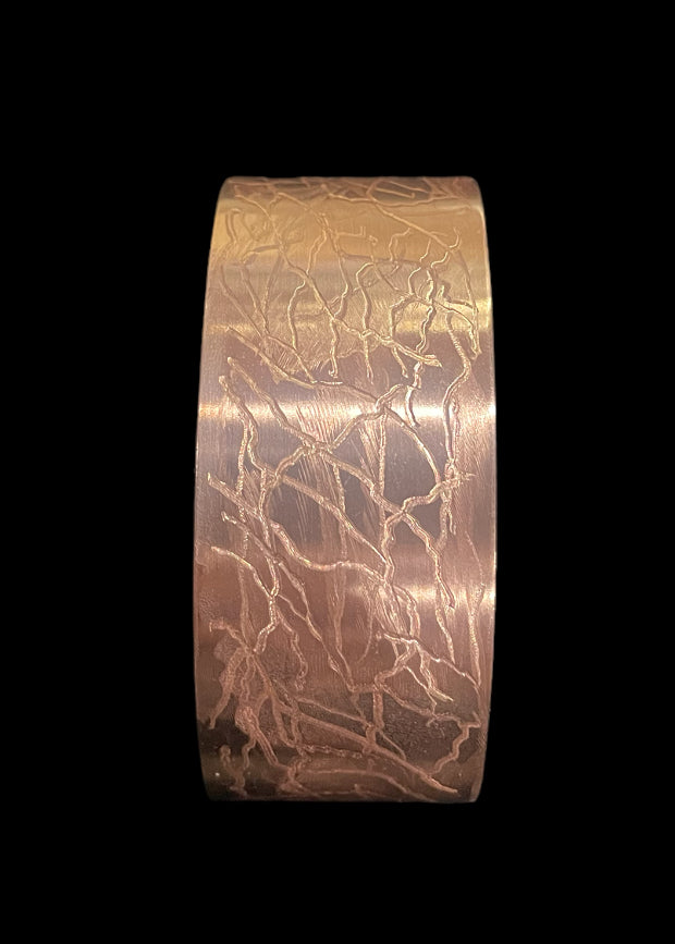 Etched Wide Copper Bracelet