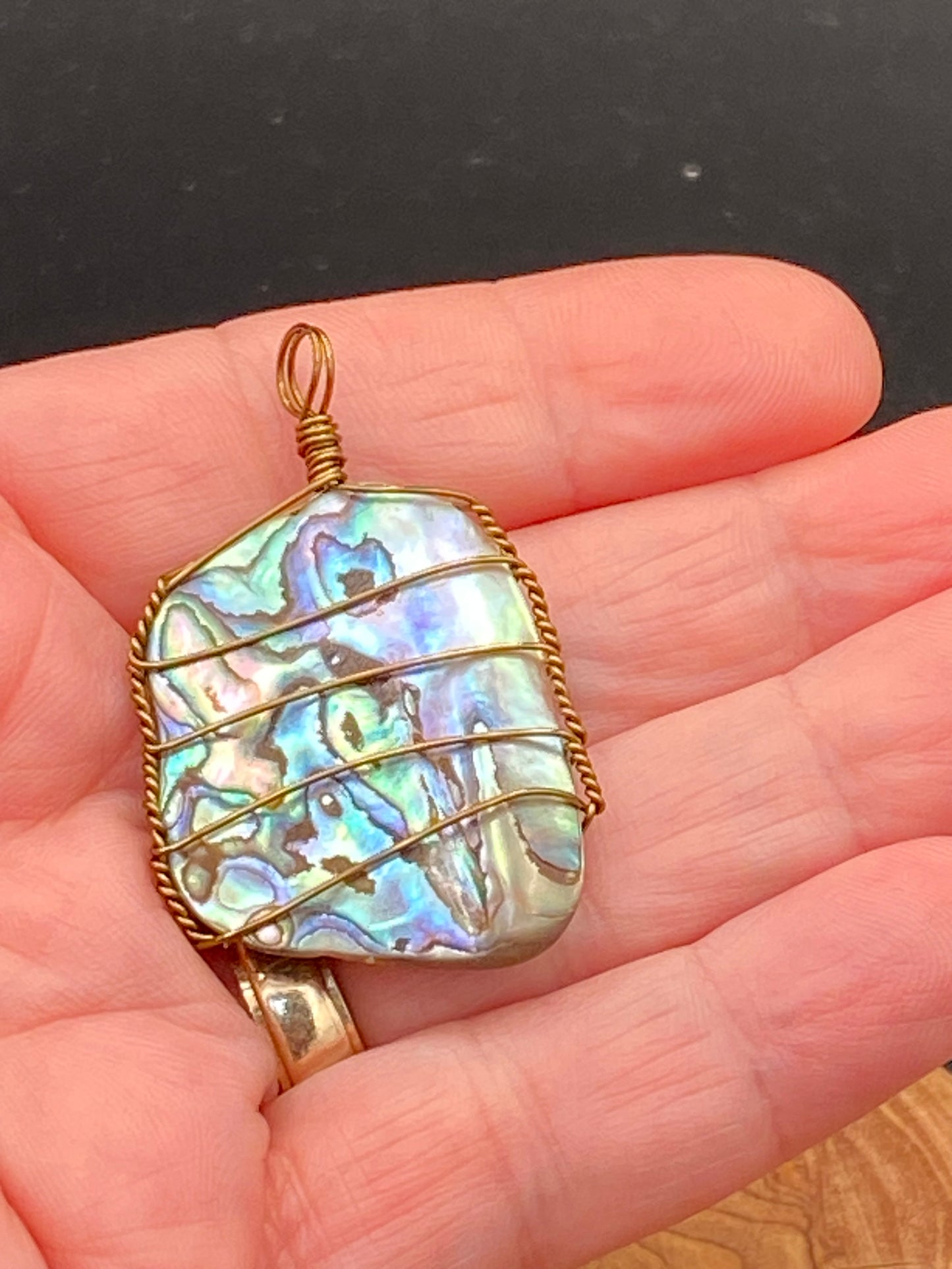 Wire Wrapped Gemstone (Abalone)