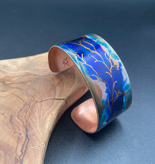 Wide Copper Cuff (Dark Blue)