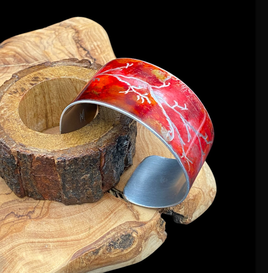 Wide Aluminum Cuff (Orange & Red)