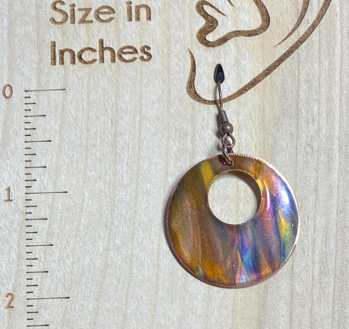 Fire painted Copper Earrings