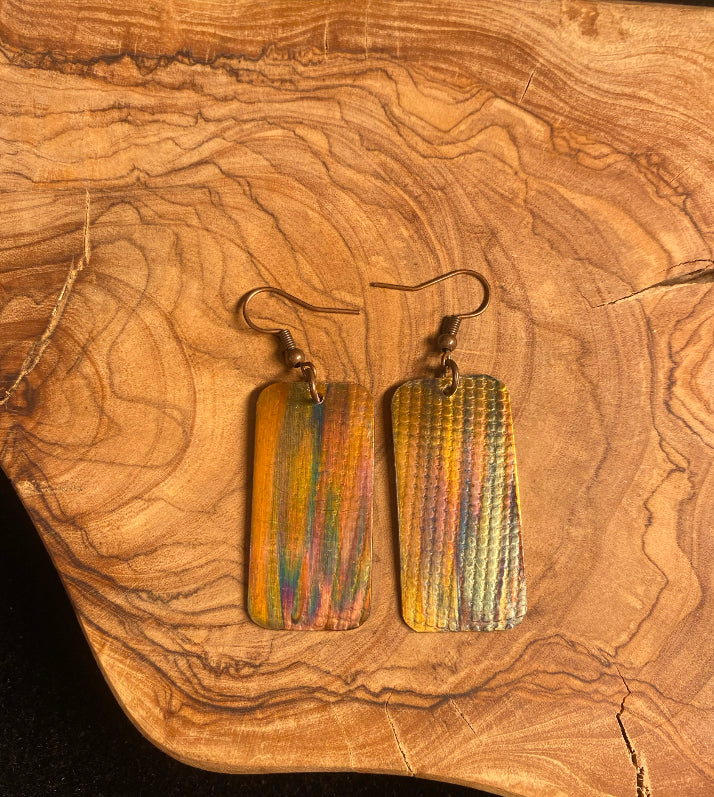 Fire Painted Copper Earrings